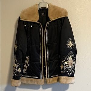 Embroidered Black and Tan Women's ski Jacket - Limited edition